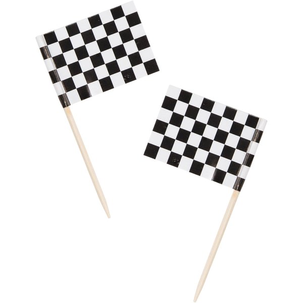 Creative Converting Black and White Check Flag Picks, 1.5"x2.5", 600PK 010223